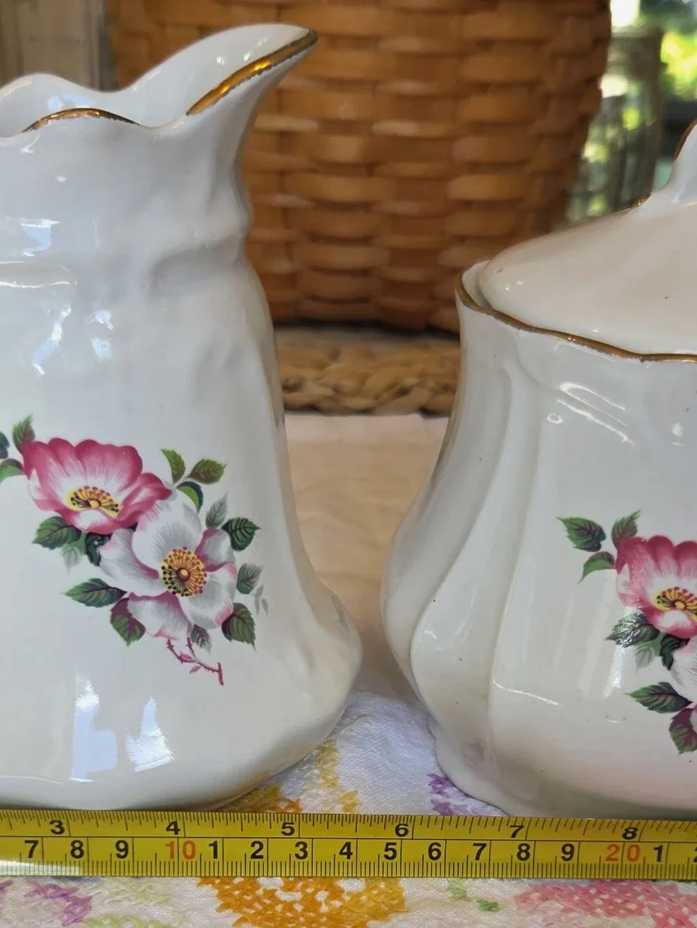3 Pc. House of Webster Briar Rose Biscuit And Cream Set Farmhouse Granny Chic